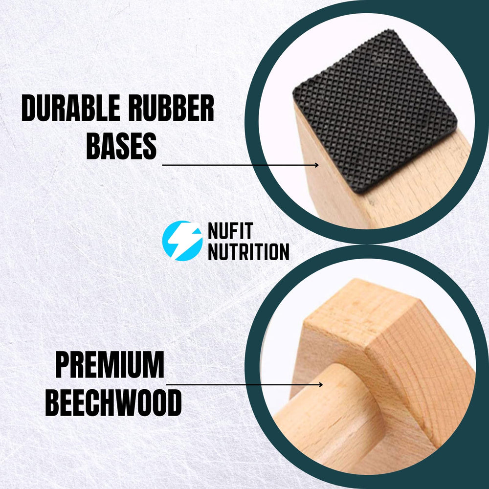 NuFit bars with athlete performing L-sit and dip showing exercise variety