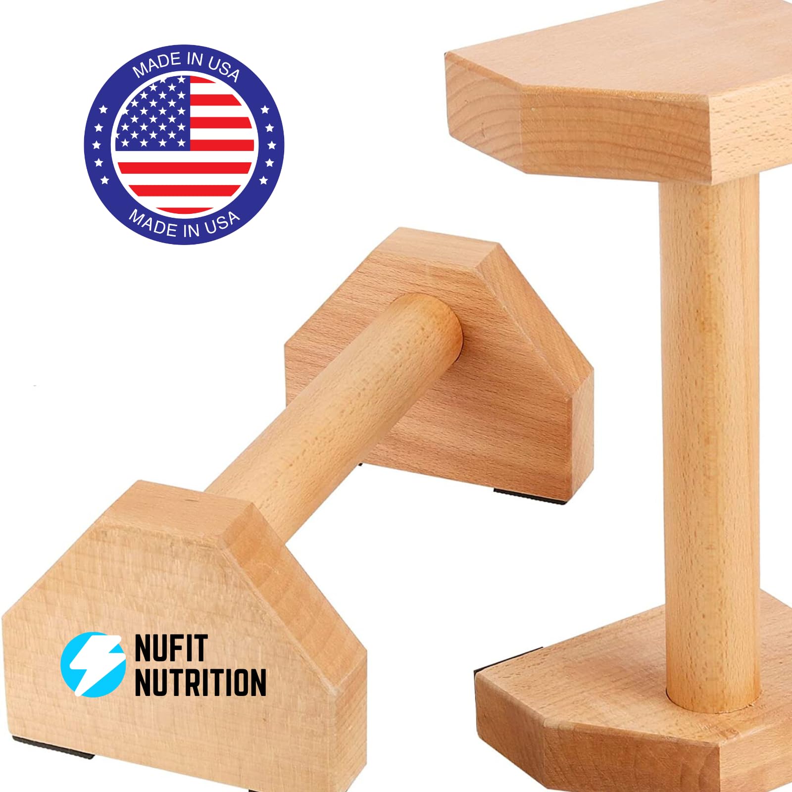 NuFit parallettes on gym floor showing compact scale and portability