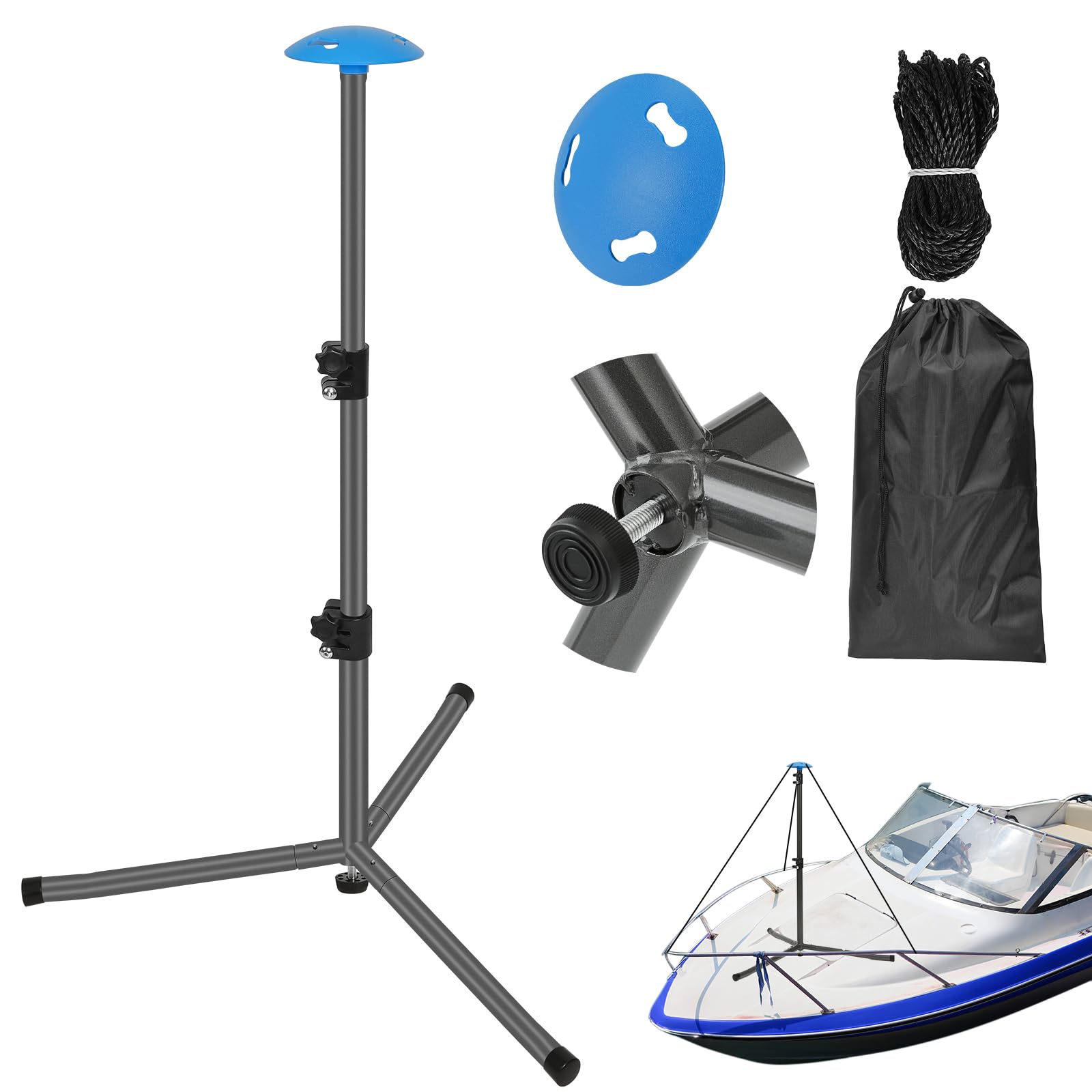 Nukugula front tripod assembled showing stable wide base benefit