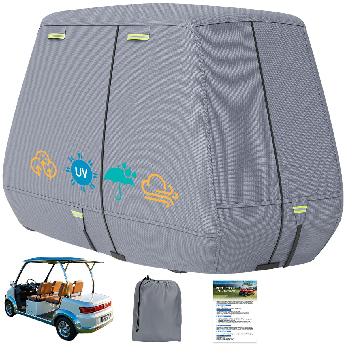 Nukugula front view of cover protecting cart from rain and sun