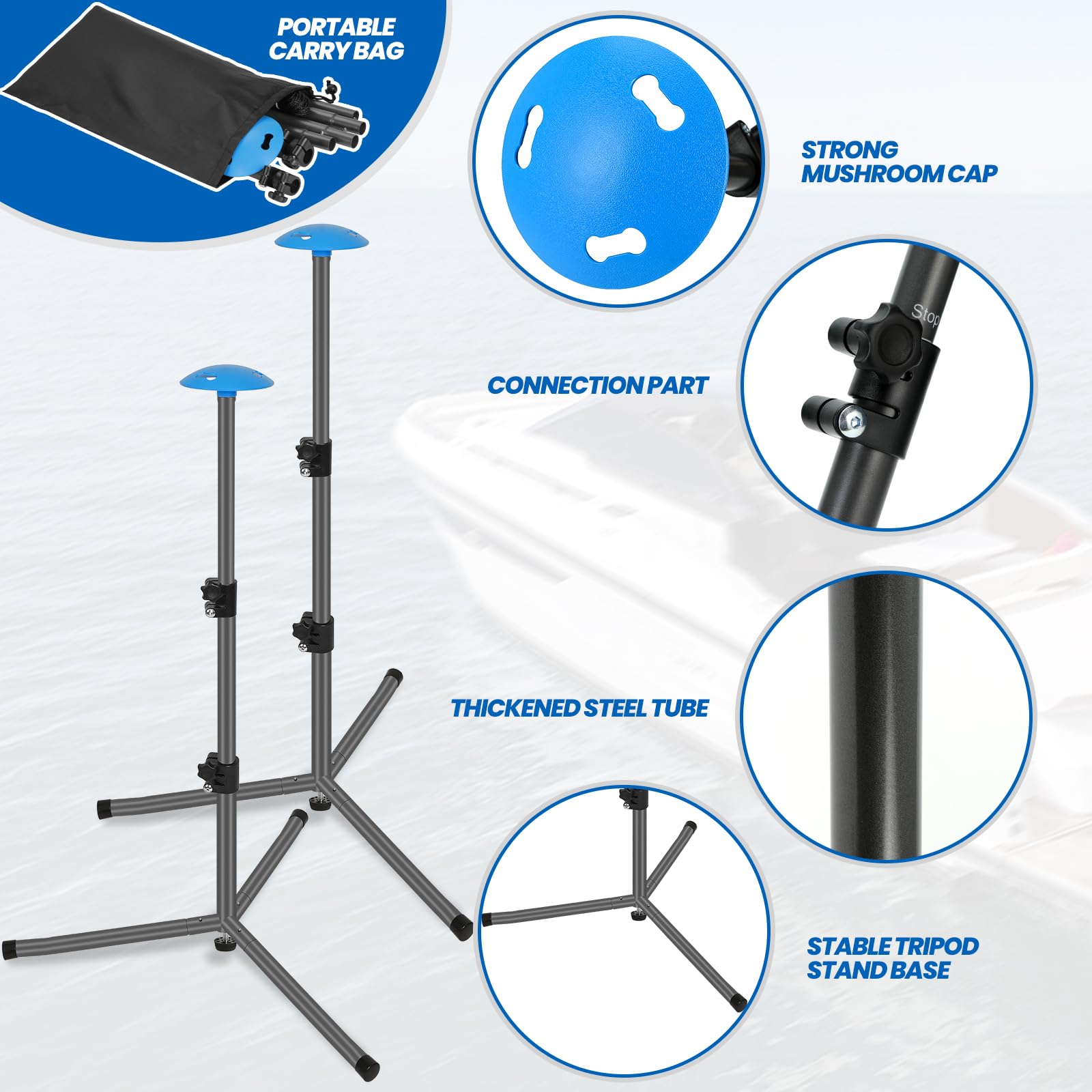 Nukugula 10m rope threaded through cap holes for windproof anchoring benefit