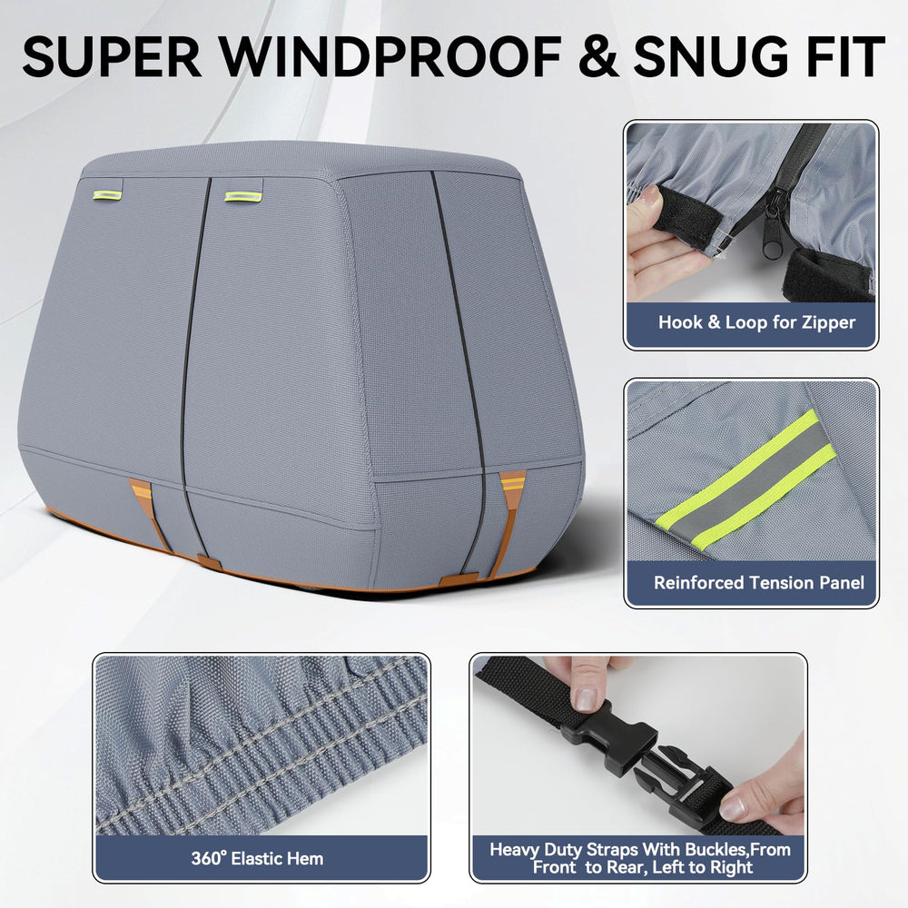 Nukugula covered cart on course demonstrating weather protection