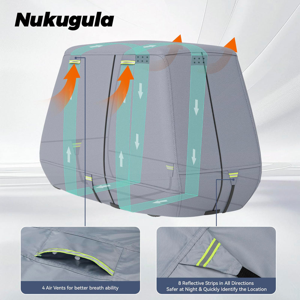 Nukugula storage bag with folded cover for compact, tidy stowage