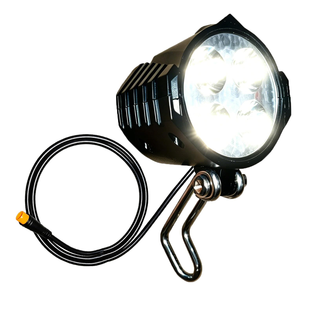 NULKOMMA front view headlight showing compact design and easy mount benefit