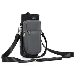 Nuovoware front view showing neoprene sleeve and zip pockets, protects bottle