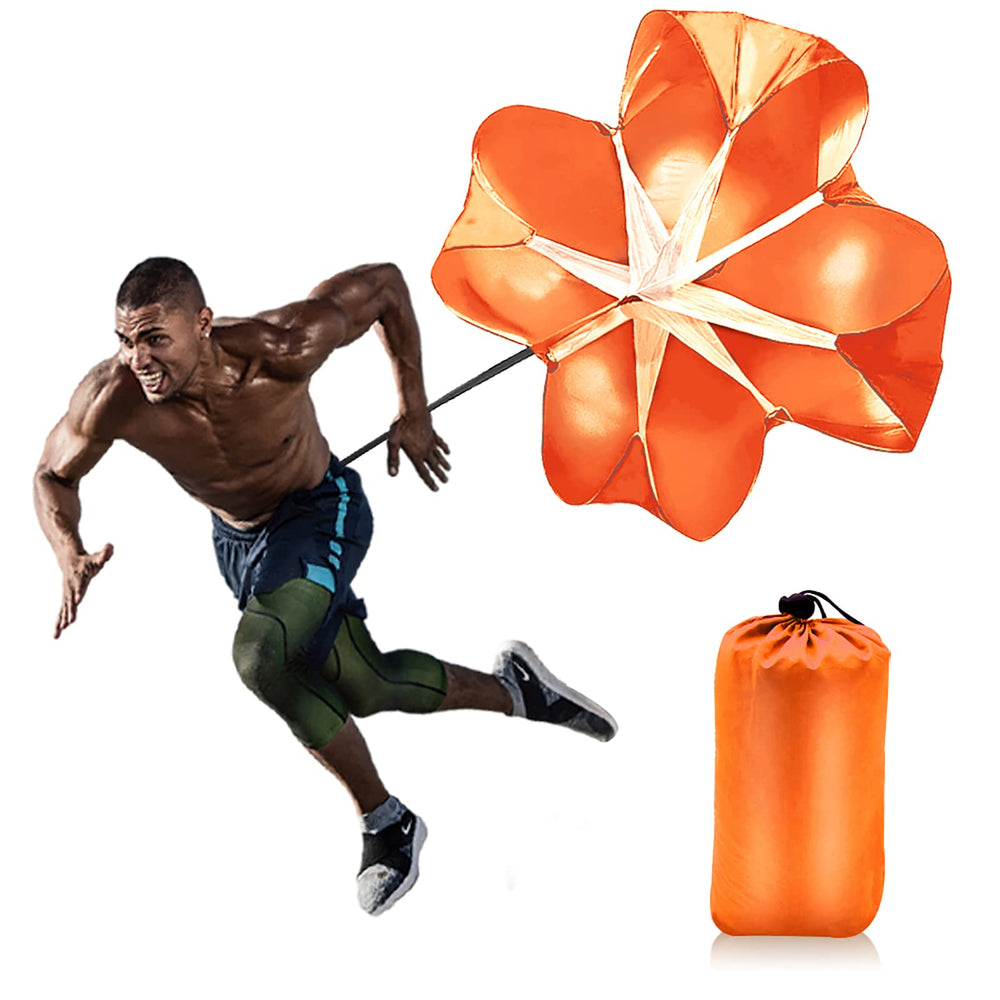 Nusogon front view of both orange 56-inch sprint parachutes showing benefits of dual-pack training