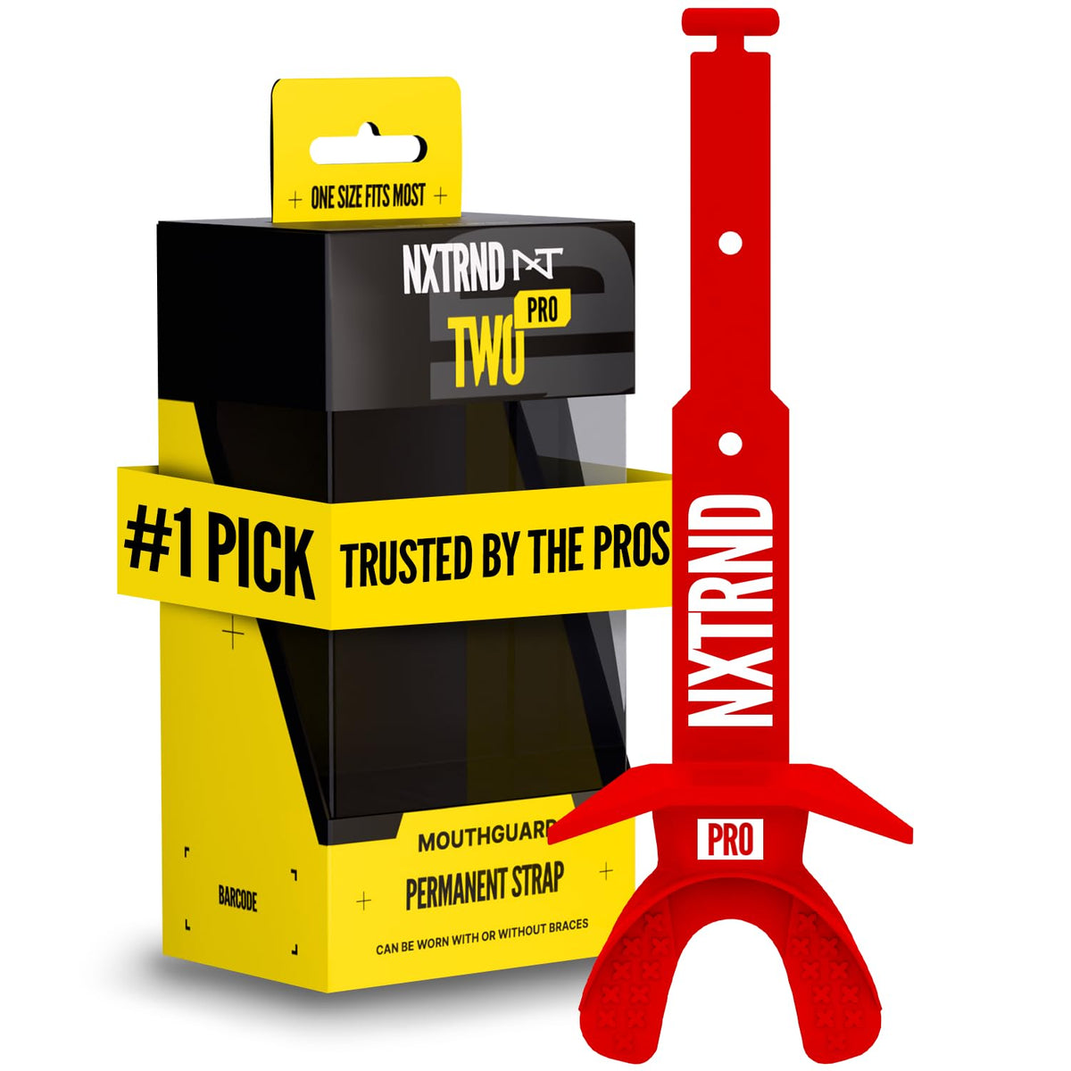 NXT NXTRND front packaging showing red mouthguard and benefits of secure fit
