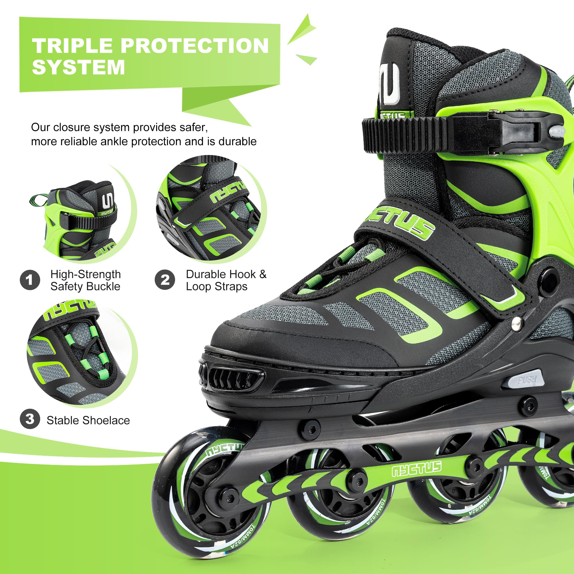 NYCTUS close-up of reinforced aluminium frame and ABEC-7 bearings for stability