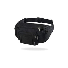 NZII front view of large black fanny pack showing pockets and profile for organized carry