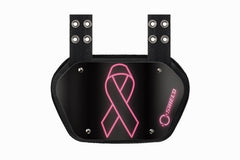 O SHIELD front view showing pink ribbon graphic and rigid shell for clear field visibility