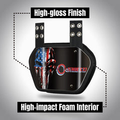 O SHIELD side profile showing low-profile fit that preserves player mobility