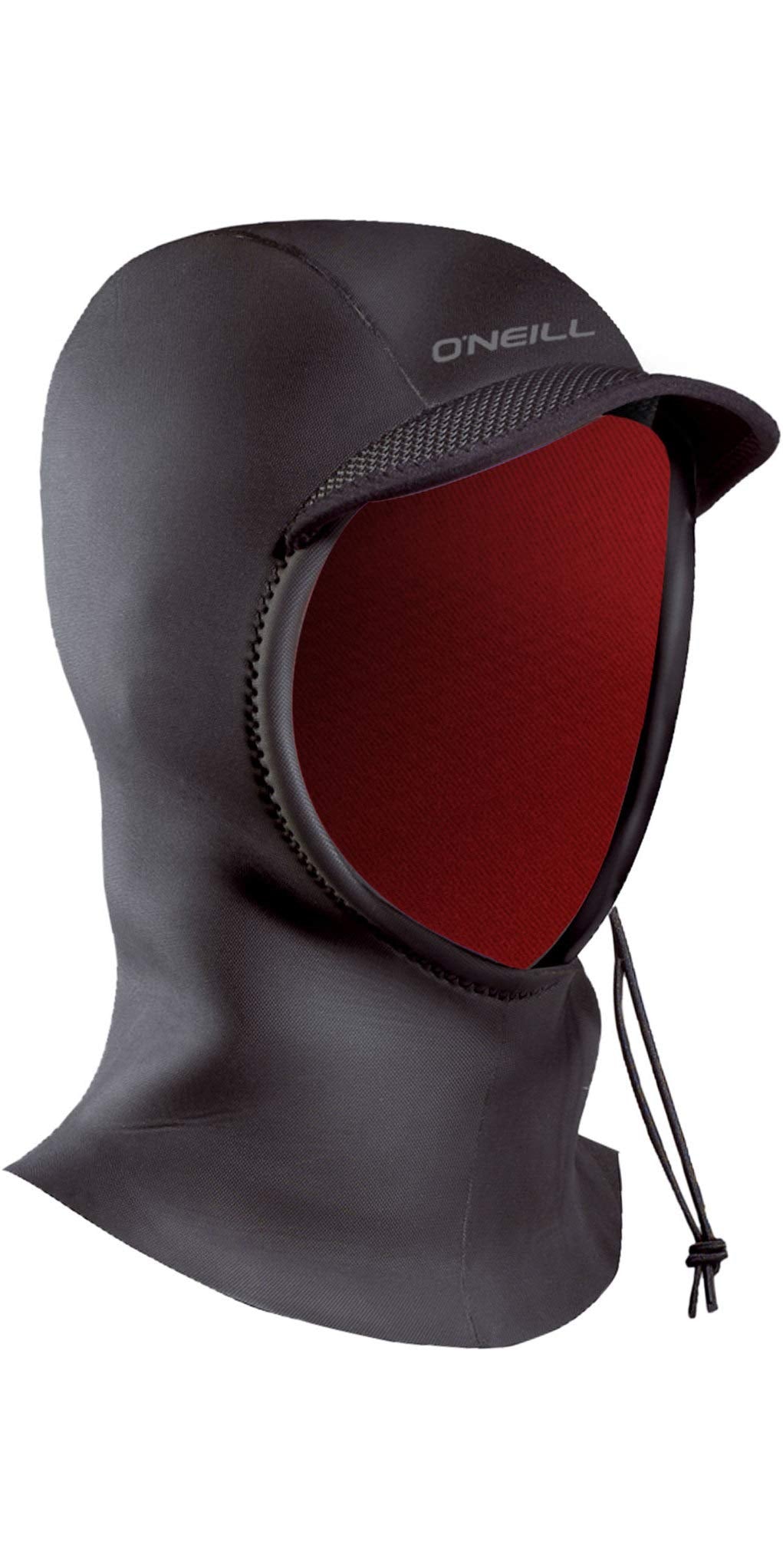 O'NEILL Psycho hood front view showing snug fit and coverage, improving warmth