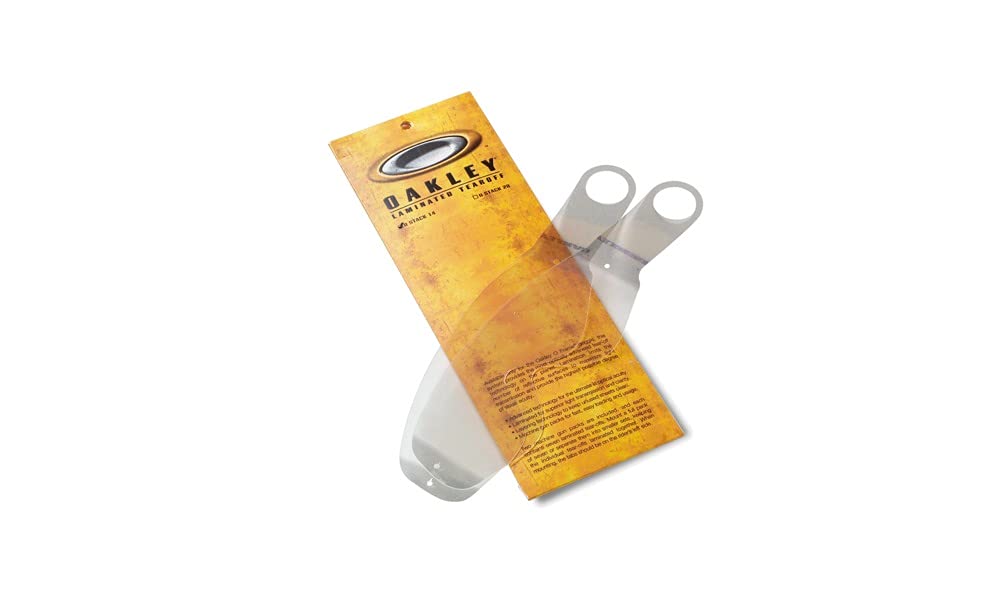 Oakley Airbrake pack front showing laminated tear-offs and quick-change benefit