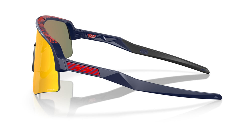 Oakley frame profile and temple detail showing matte navy finish and comfortable fit