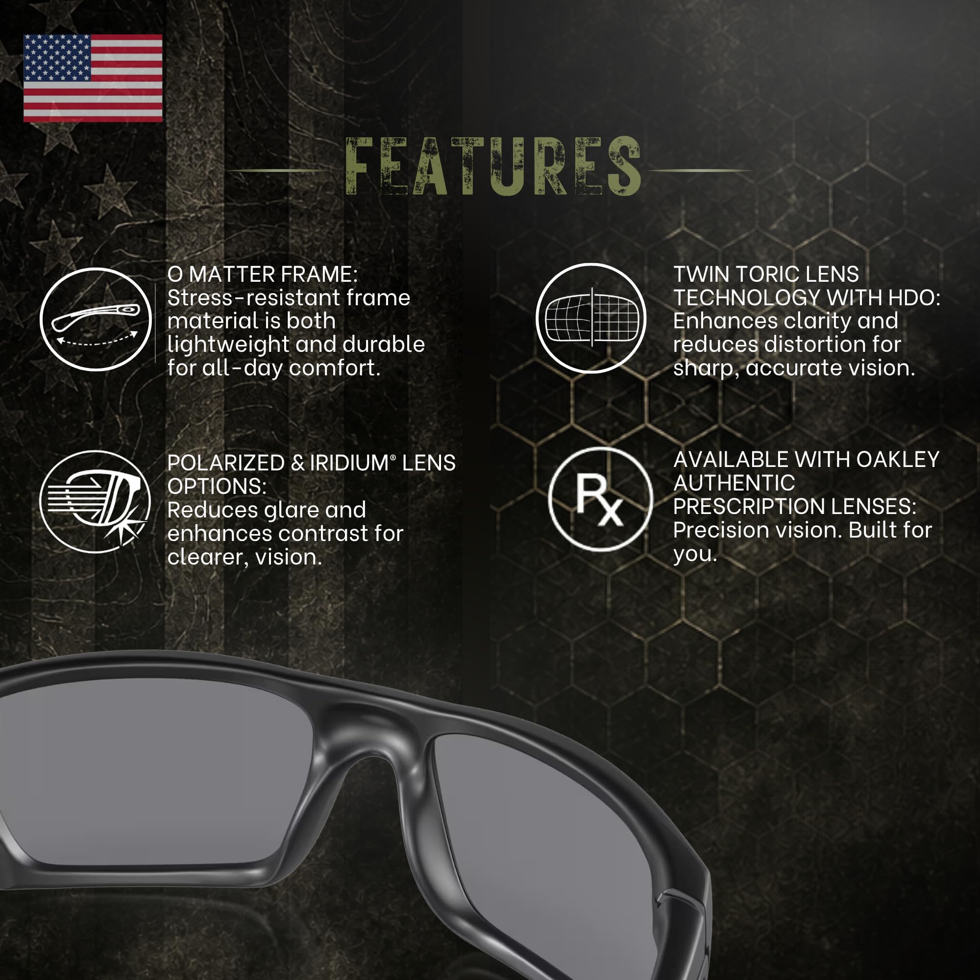 Oakley Fuel Cell frame detail showing O-Matter texture and durability benefit
