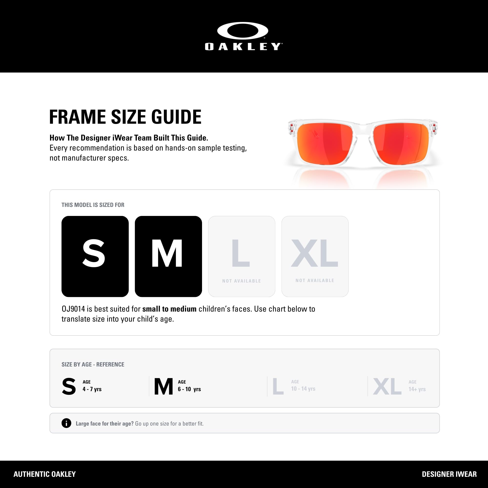 Oakley sunglasses worn by child outdoors showing secure fit and improved vision