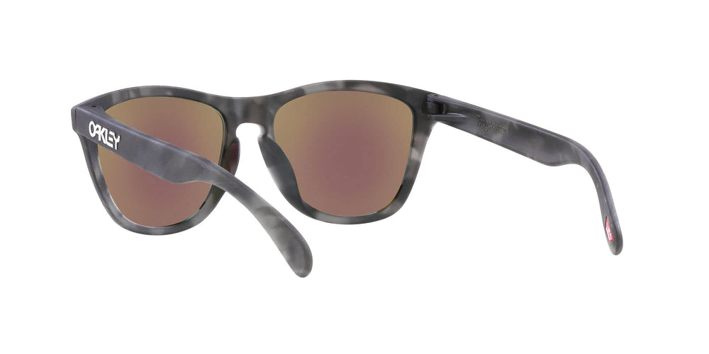 Oakley on model illustrating low bridge fit and balanced proportions