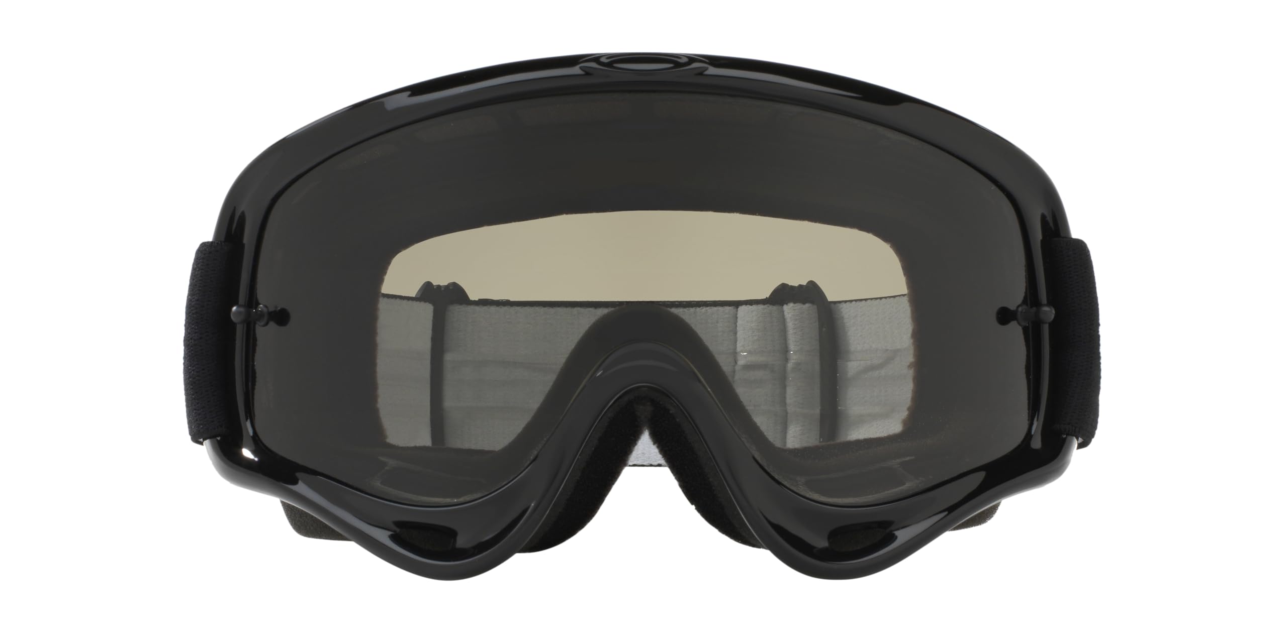 Oakley O Frame MX elastic strap with Oakley logo showing secure helmet fit