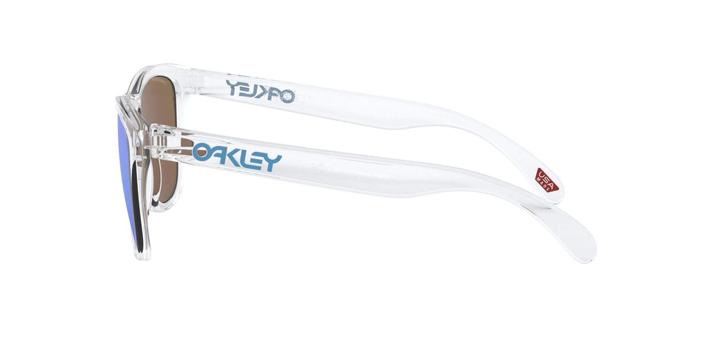 Oakley temple logo and hinge close-up showing durable O-Matter construction benefit