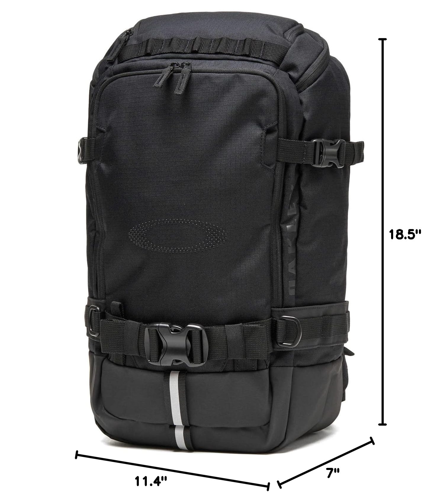 Oakley Peak RC 25L worn by rider on a snowy trail demonstrating real-world use