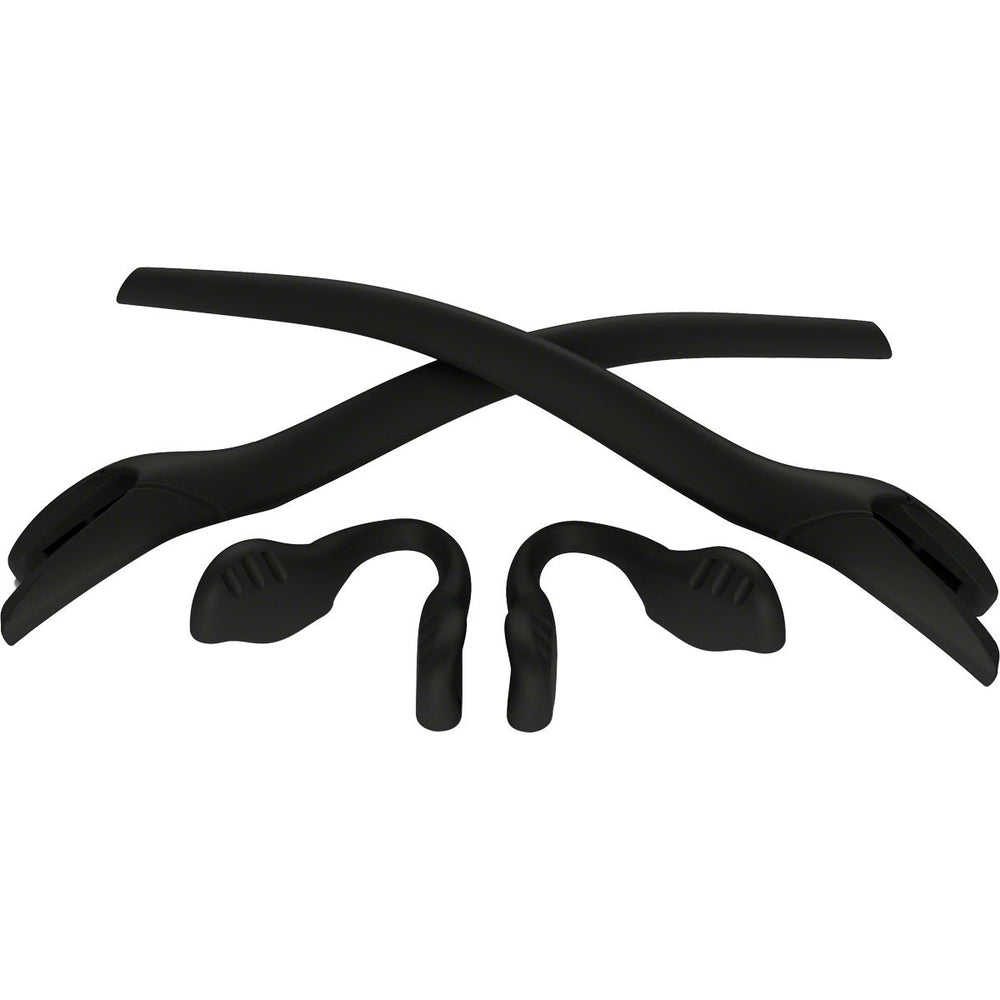 Oakley Radar EV Path kit front view showing black earsocks and nose pads for improved fit