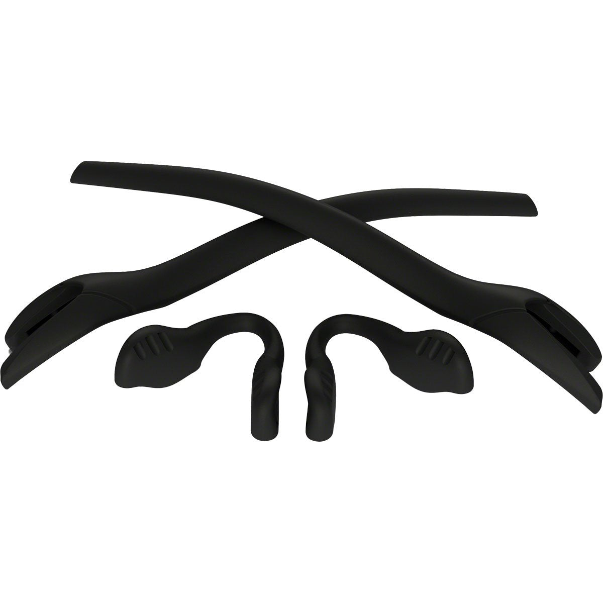Oakley Radar EV Path kit front view showing black earsocks and nose pads for improved fit