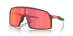 Oakley Sutro Prizm Trail Torch lens closeup highlighting contrast-enhancing optics