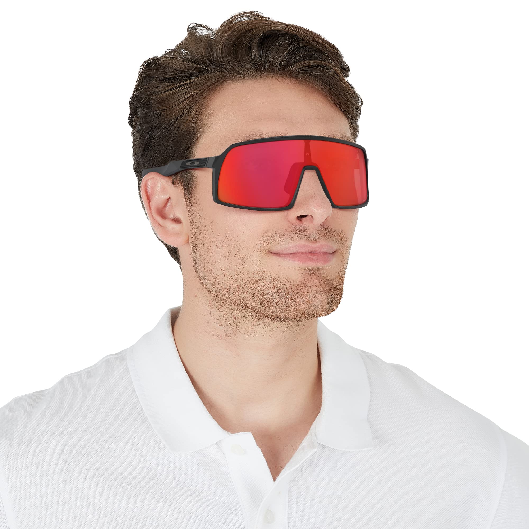 Oakley Sutro S angle showing wraparound coverage for wind and sun protection
