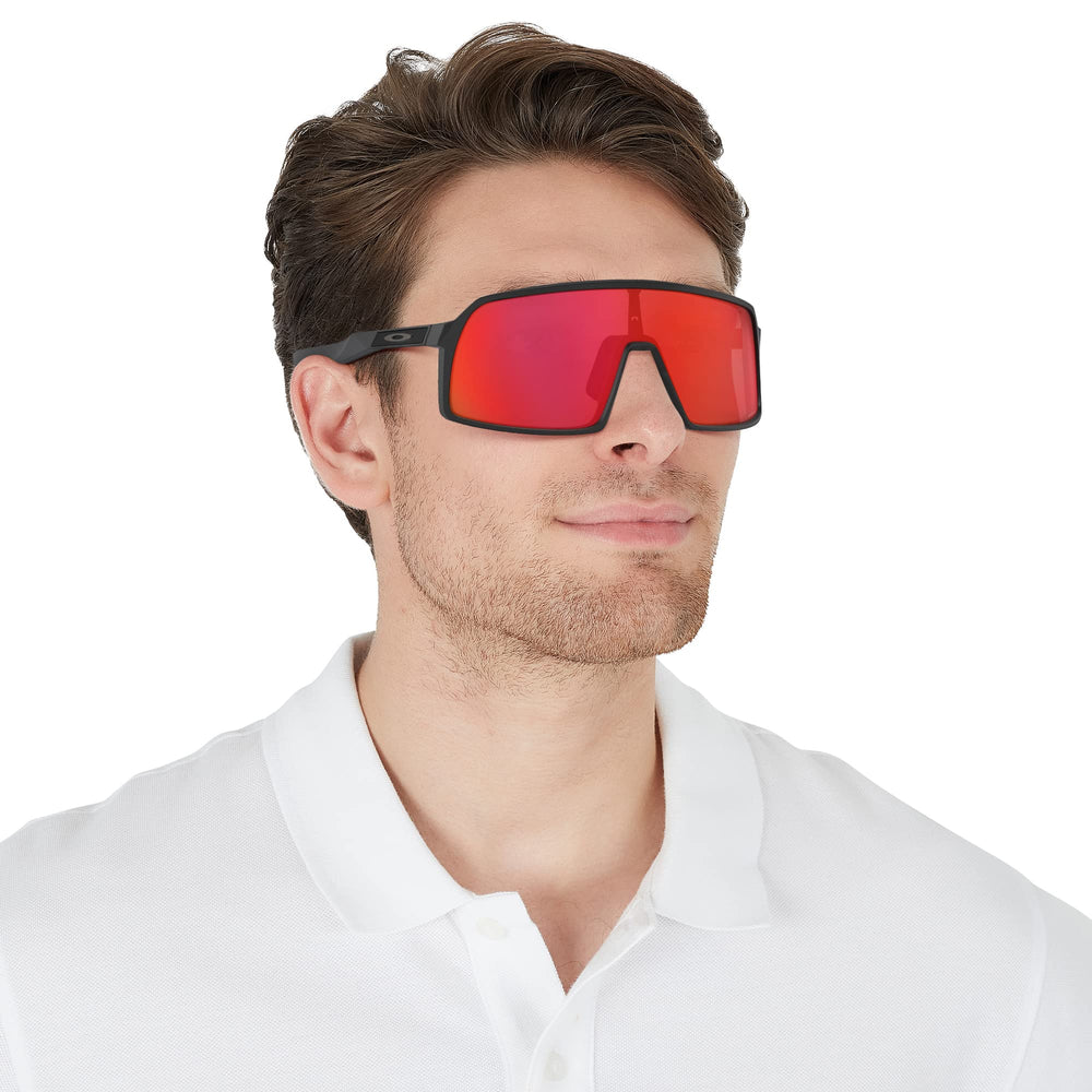 Oakley Sutro S angle showing wraparound coverage for wind and sun protection