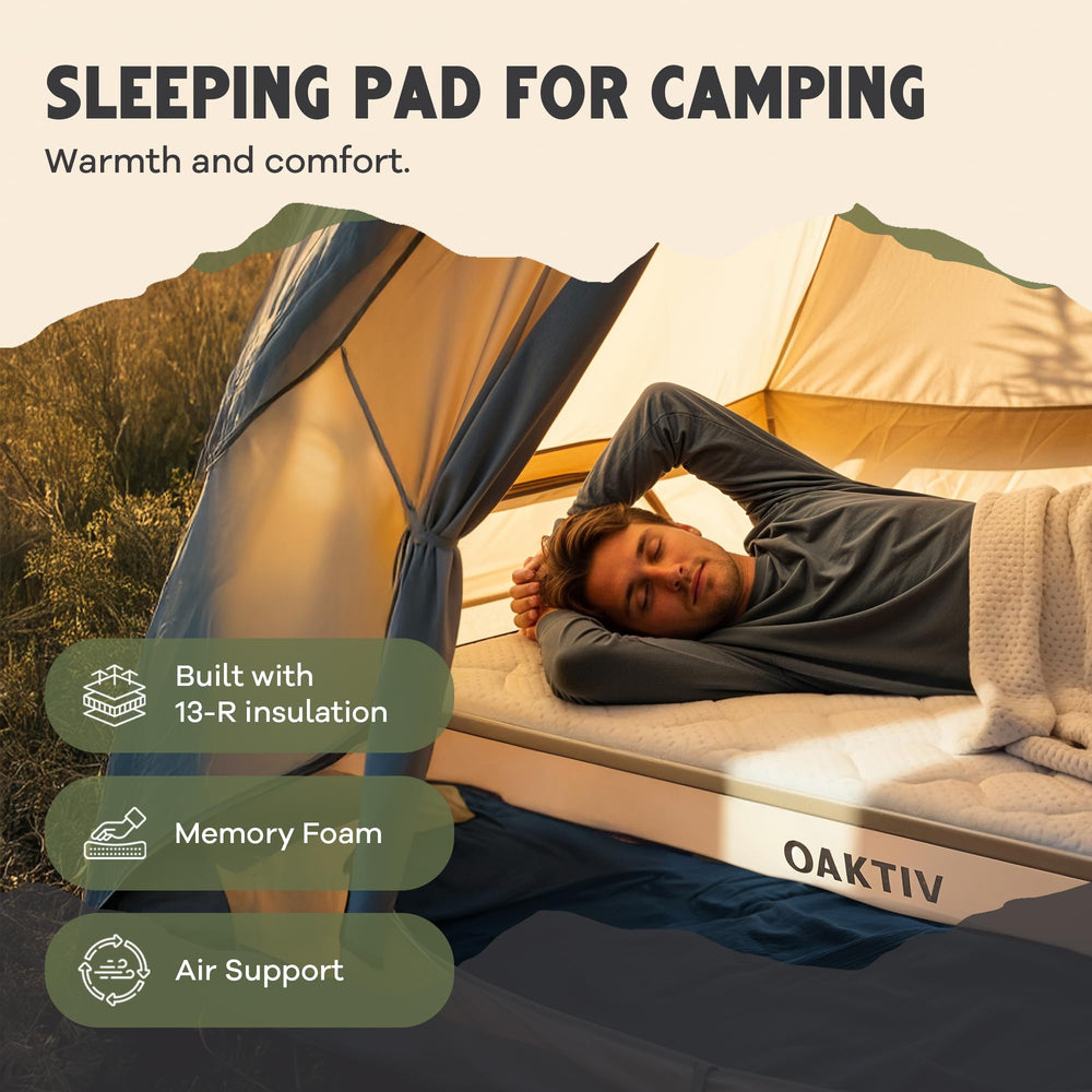 Oaktiv Wandermate placed inside a tent in use, creates cozy and even sleep surface