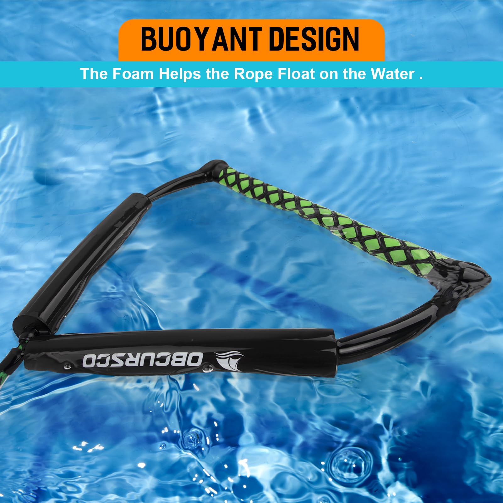 Obcursco rope in use with wakeboarder showing secure tow reliability