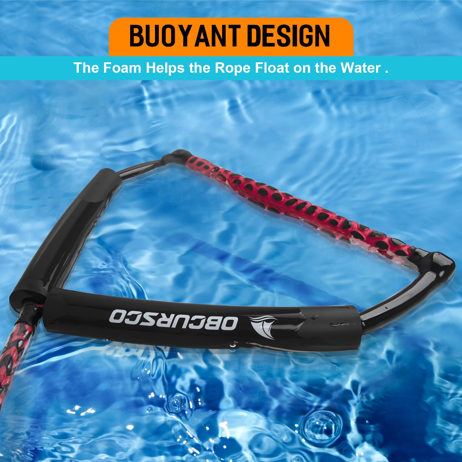 Obcursco rope in use pulling wakeboarder, reliable heavy-duty strength
