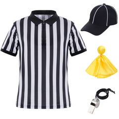obmwang referee shirt front view showing classic stripes and pullover zipper for easy wear