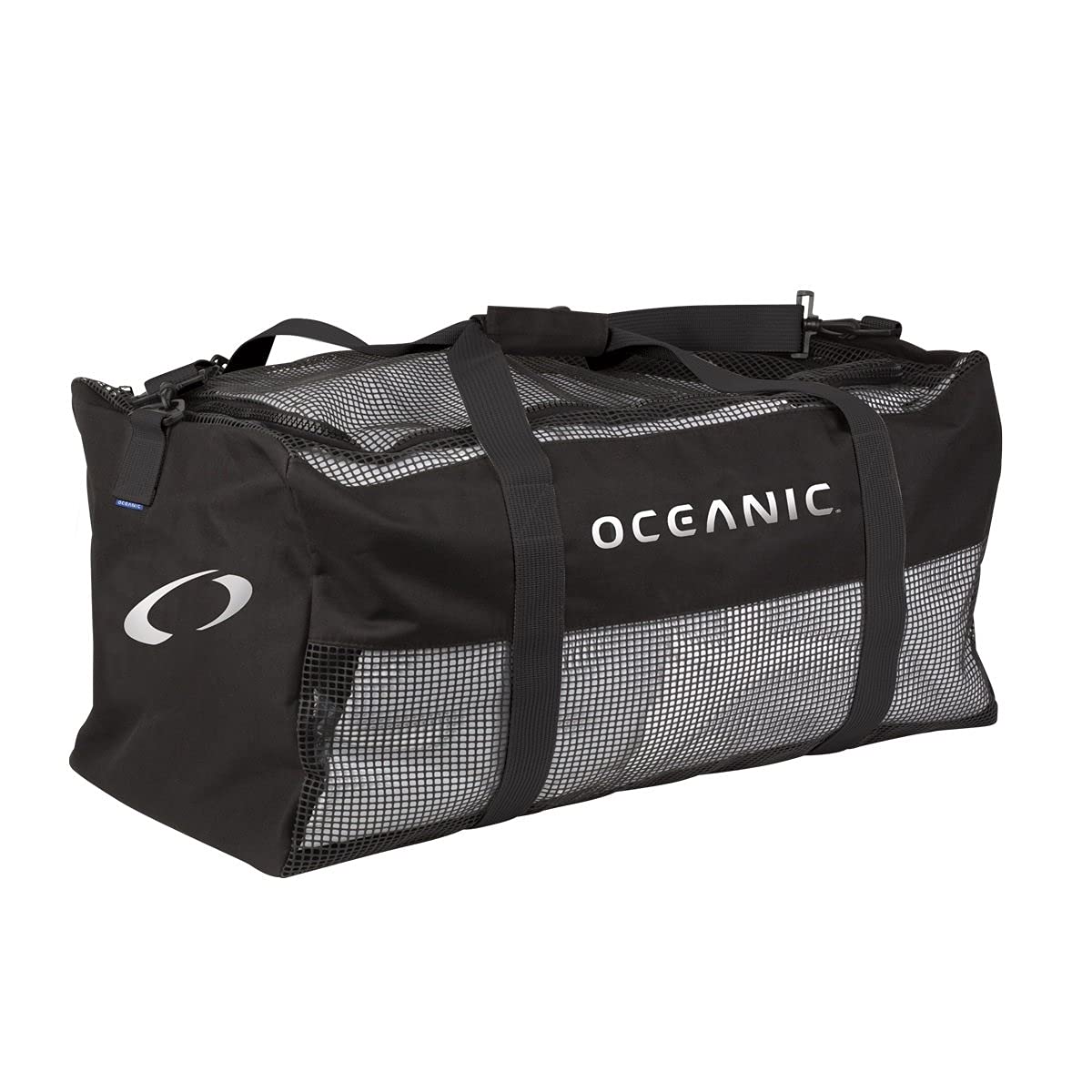 Oceanic mesh duffle bag front view showing wide opening and durable handles for easy transport