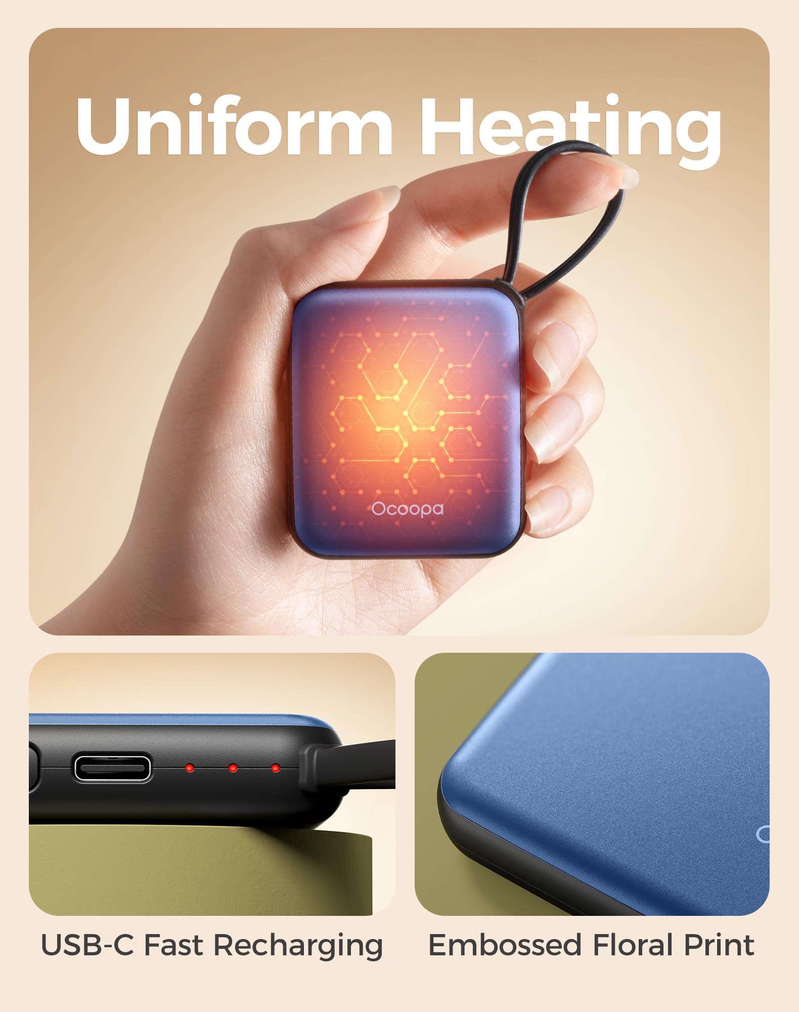 OCOOPA UT5 connected to USB charger illustrating easy rechargeability