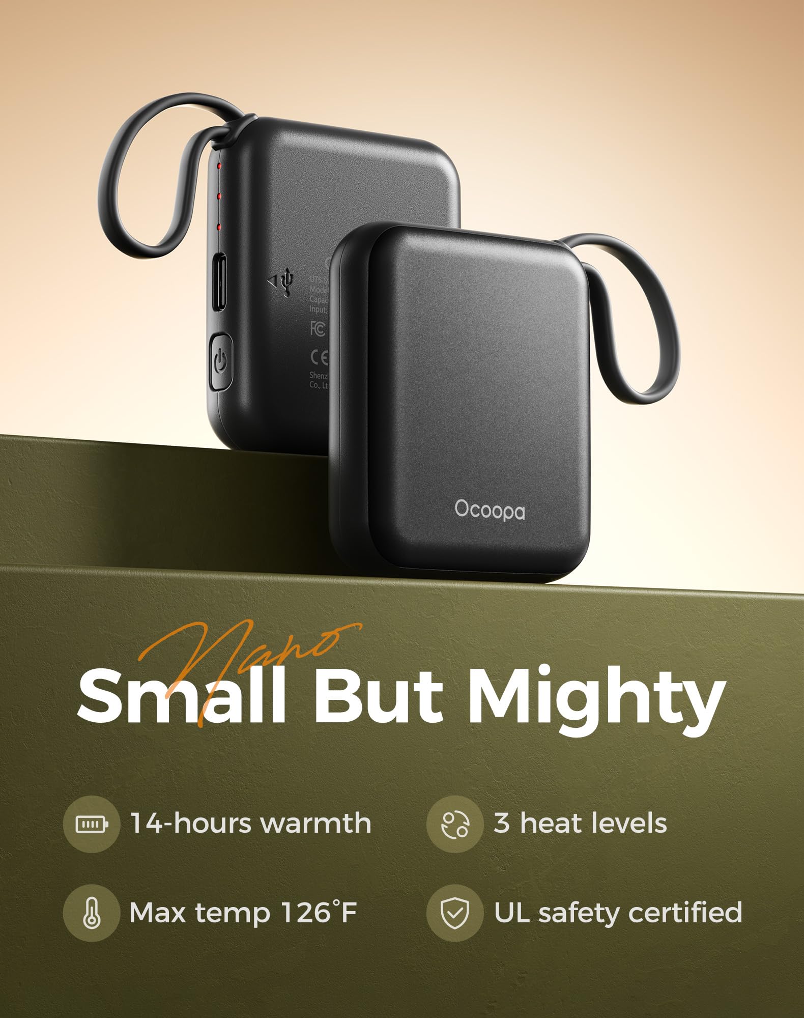OCOOPA UT5 Nano placed inside a glove providing discreet warm hands outdoors