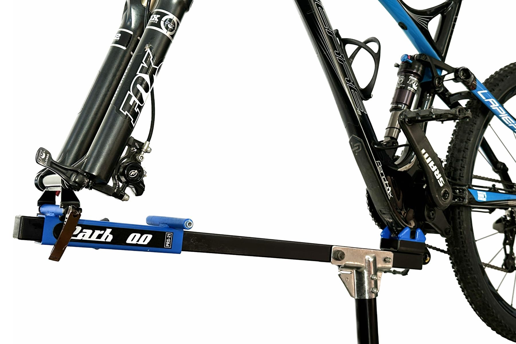 ODIER adapter mounted on repair stand enabling safe bike maintenance