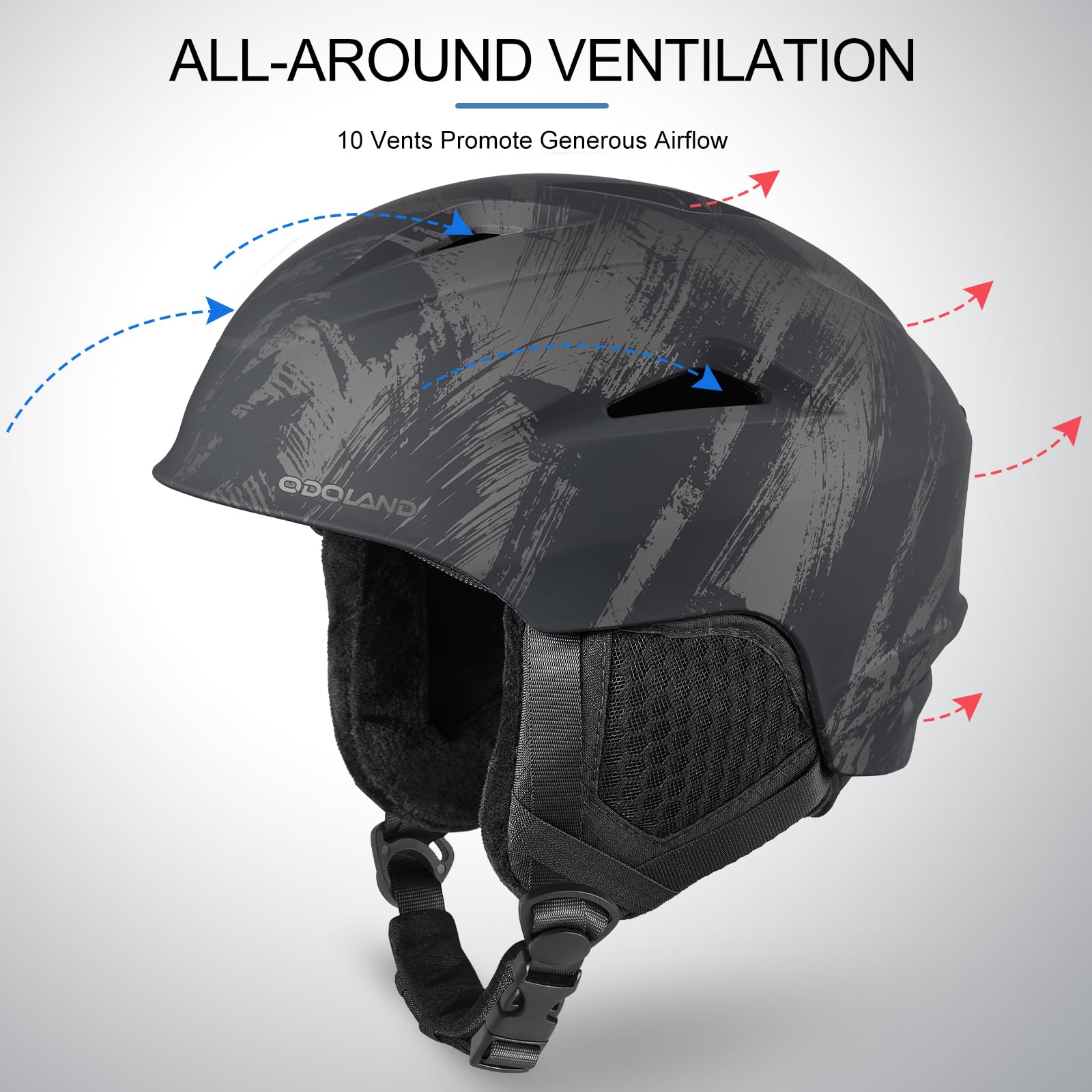 Odoland detachable earmuff and liner detail showing customizable comfort benefit