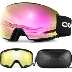 Odoland front view of goggles showing frameless spherical lens and wide field of view