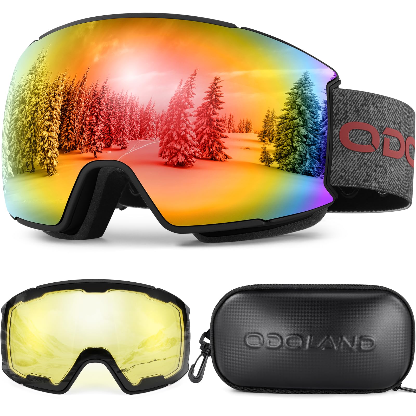 Odoland front view of goggles showing wide spherical lens and clear visibility