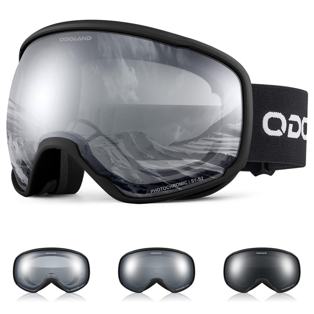 Odoland front view of goggles showing wide visor and clear field of vision benefit