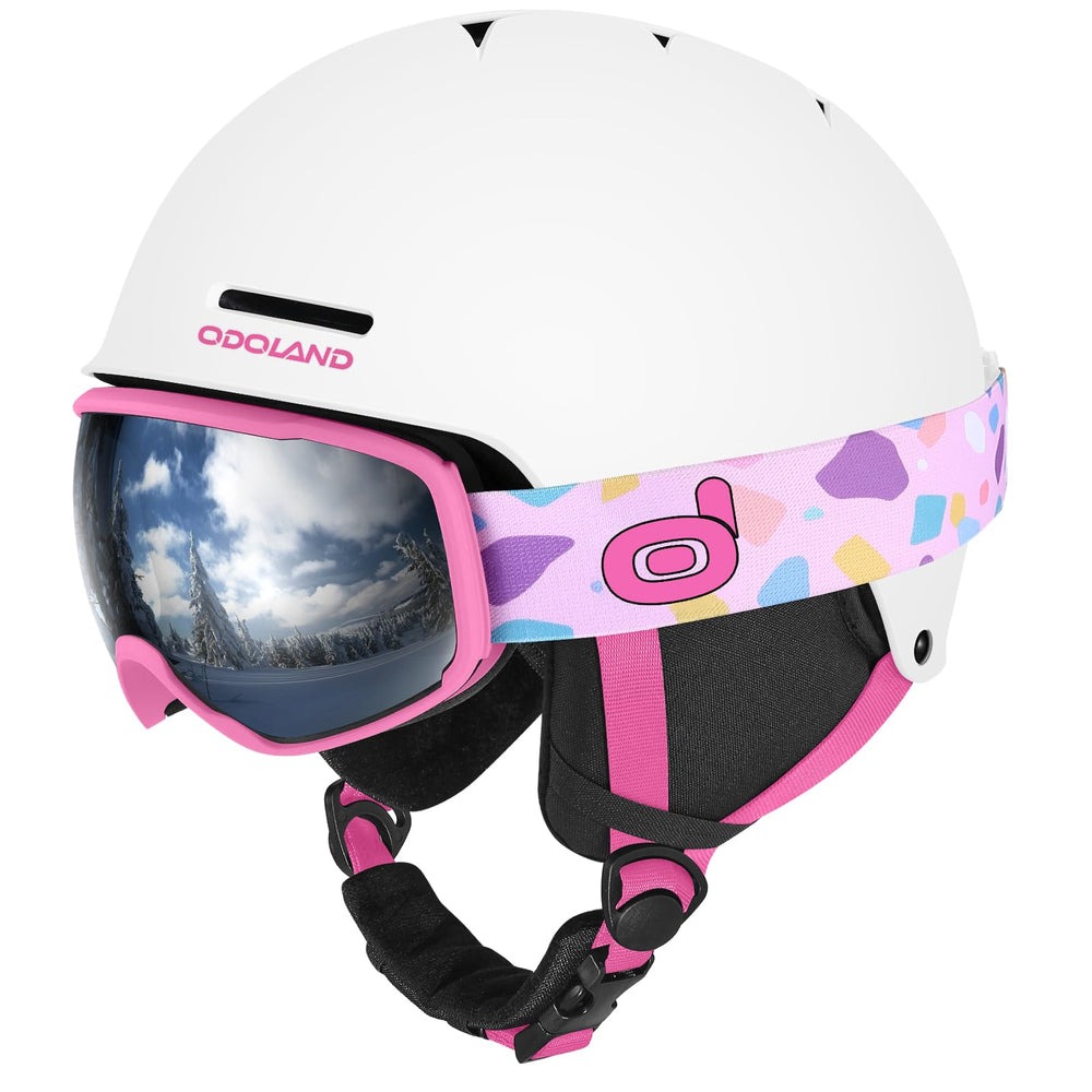 Odoland front view of helmet and goggles showing full set and protection
