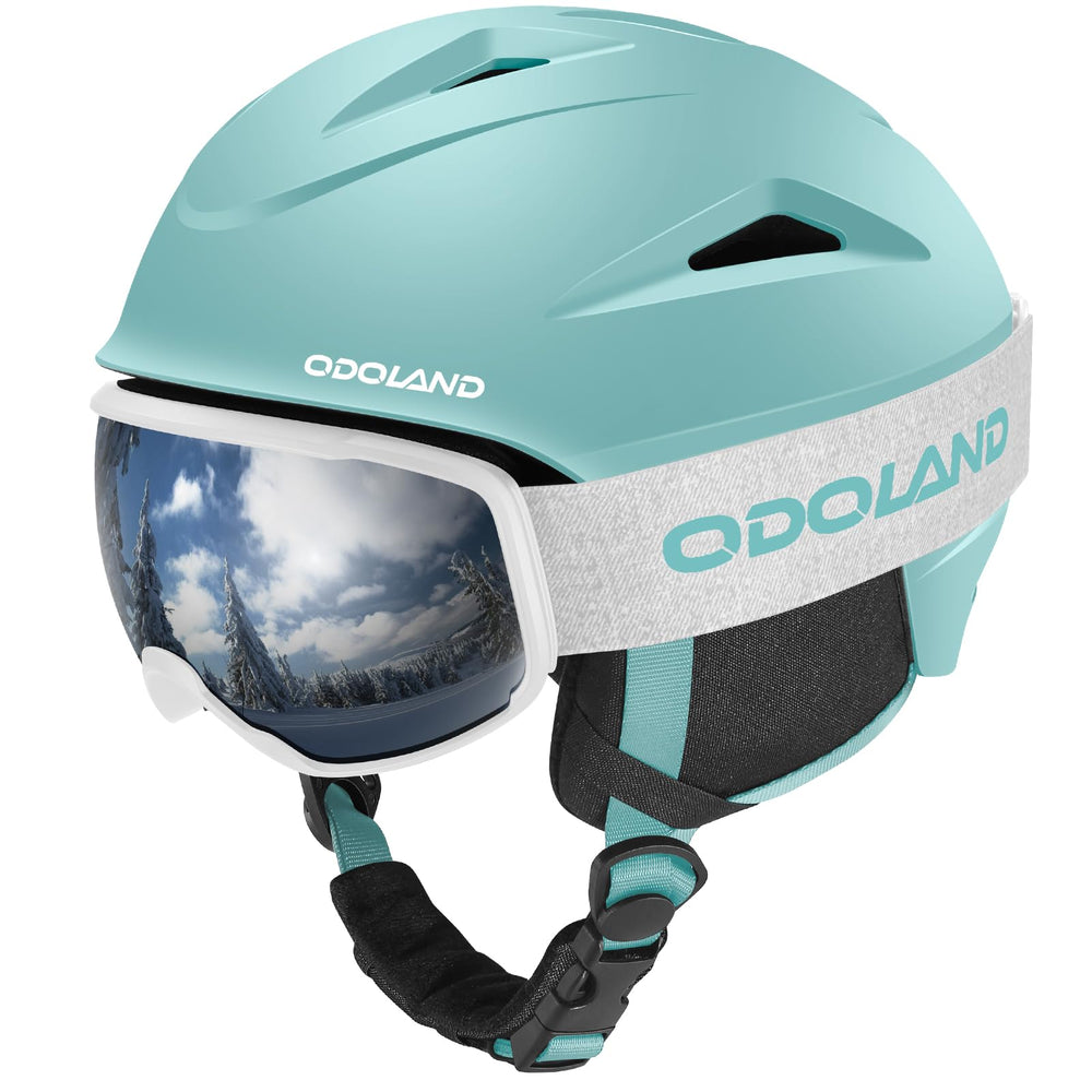 Odoland front view helmet and goggles showing complete set and protection