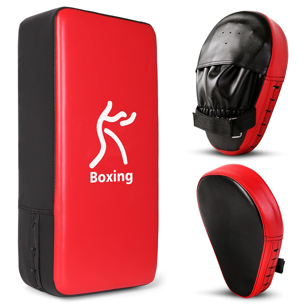 Odoland front view of mitts and kick pad showing complete training set and versatility