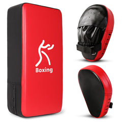 Odoland front view of mitts and kick pad showing complete training set and versatility