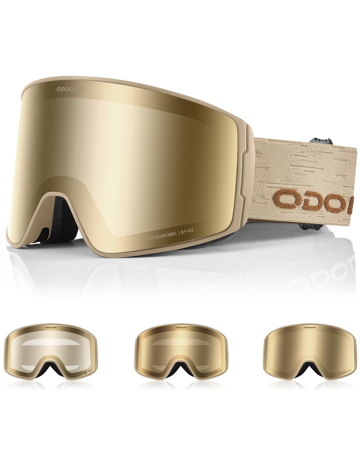 Odoland front view showing patterned strap and full-coverage eye protection benefit