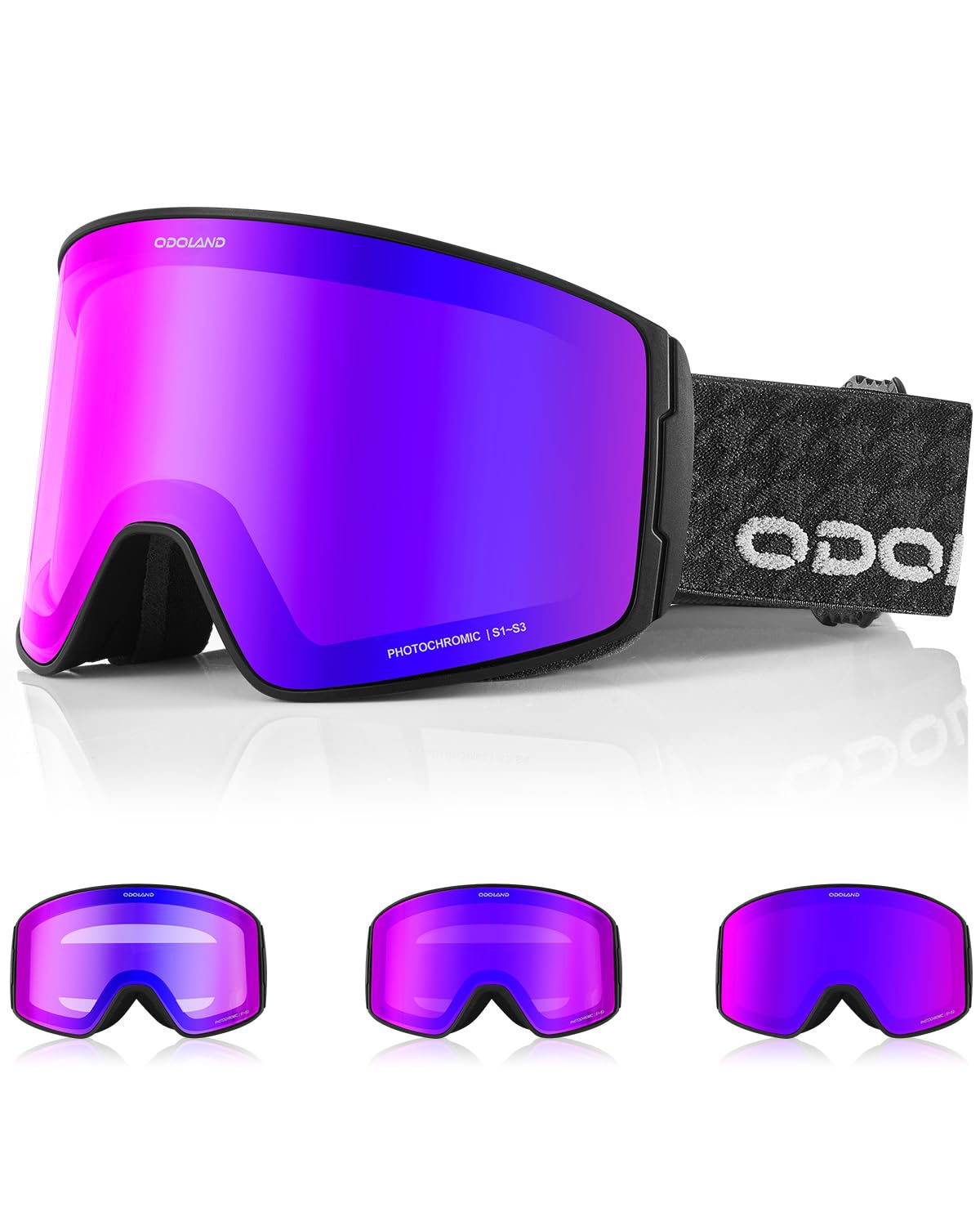 Odoland front view with patterned strap showing stylish fit and clear vision