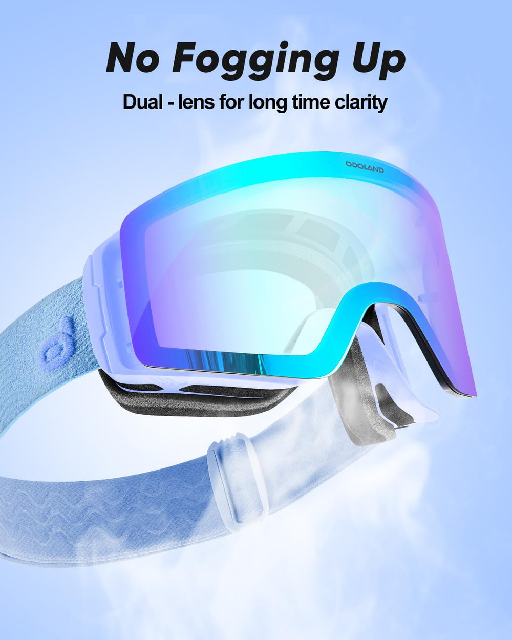 Side view of Odoland goggles worn with helmet showing seamless compatibility and comfort
