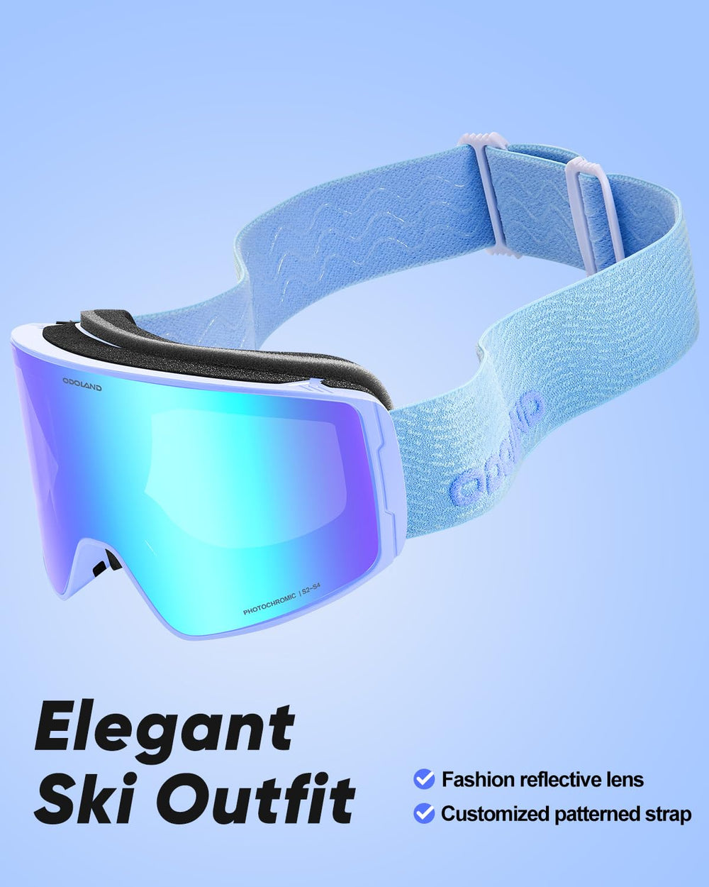 Skier wearing Odoland goggles in action demonstrating fog-free visibility and performance