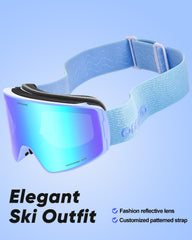 Skier wearing Odoland goggles in action demonstrating fog-free visibility and performance